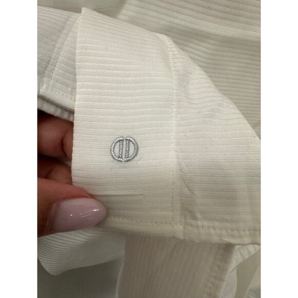 David Donahue Trim Fit White Spread Collar Long Sleeve Cotton Dress Sz 18 - Picture 6 of 8